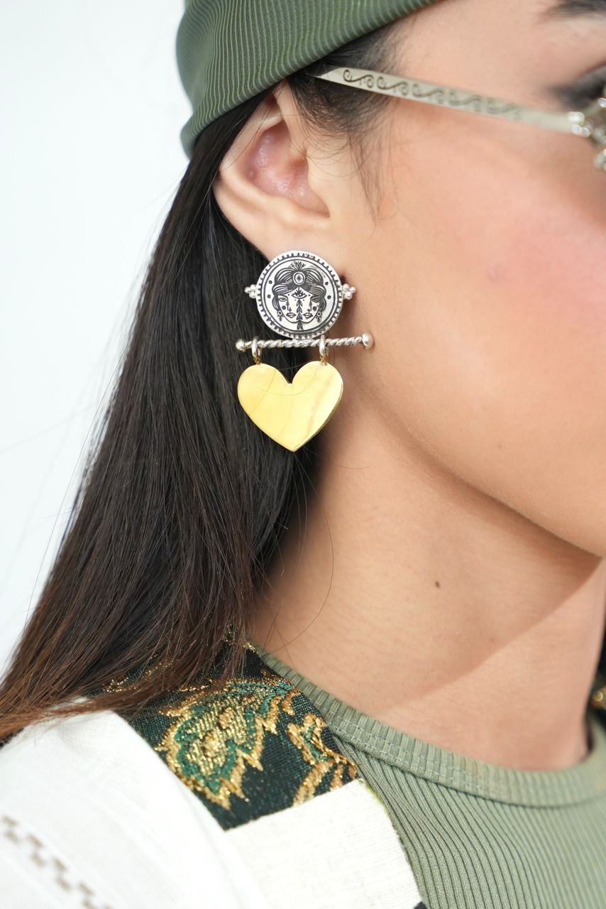 Face & Heart Earrings