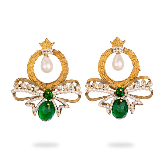 Green Bow Earrings