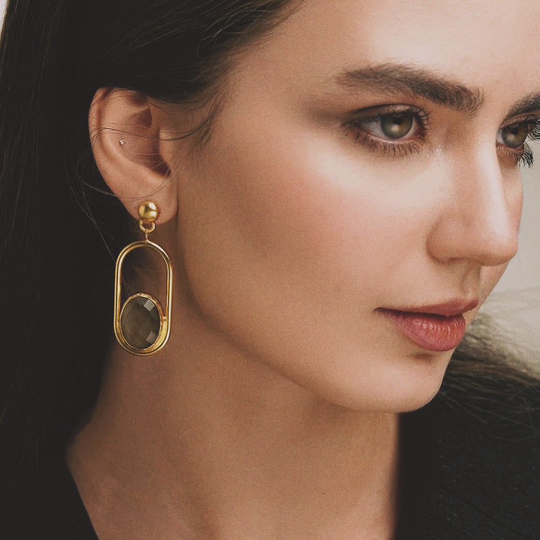 Smoky Quartz Oval Earrings