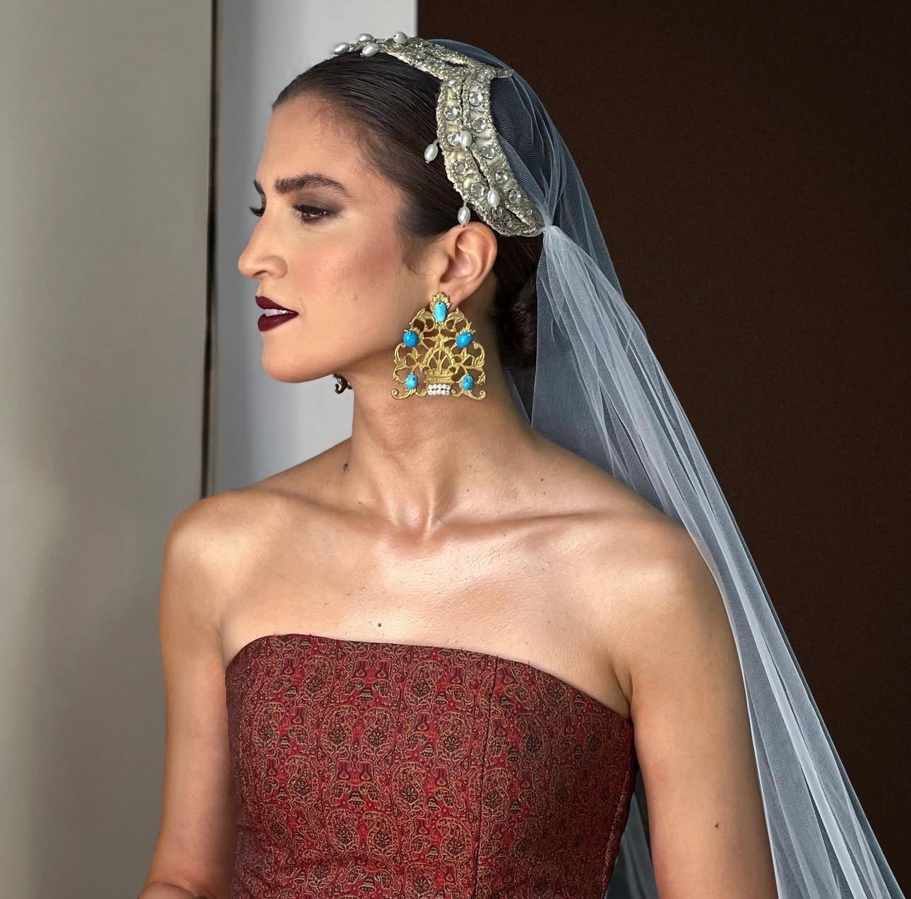 Turquoise Crown Earrings