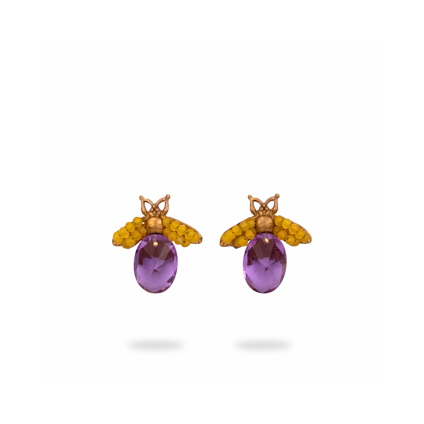 Shahpari Earrings - Gold Amethyst