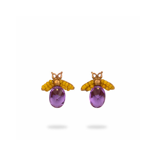 Mini Shahpari Earrings - Gold Amethyst