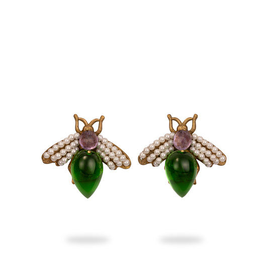 Shahpari Earrings - Deep Emerald
