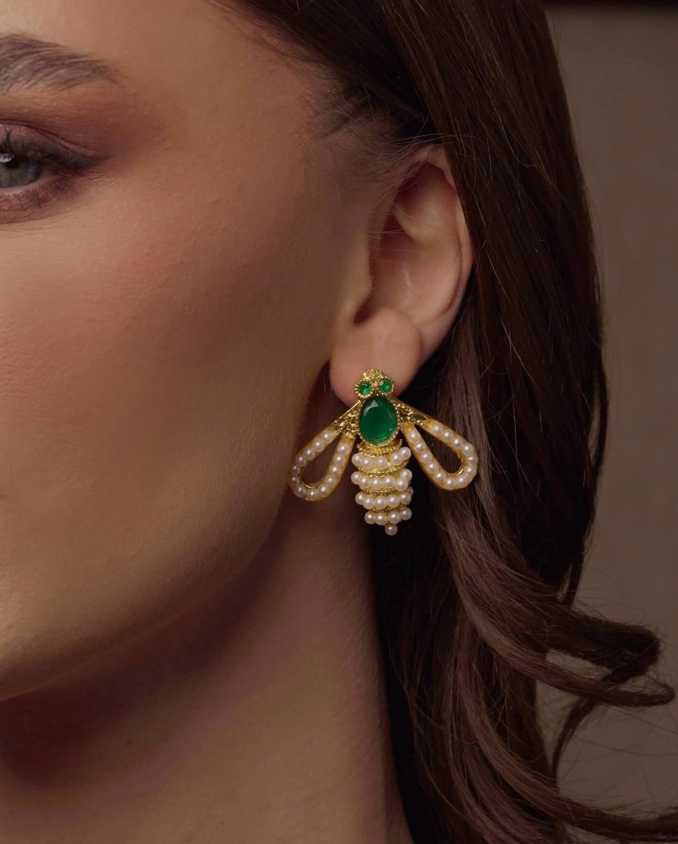 Pearl Honey Bee Earrings