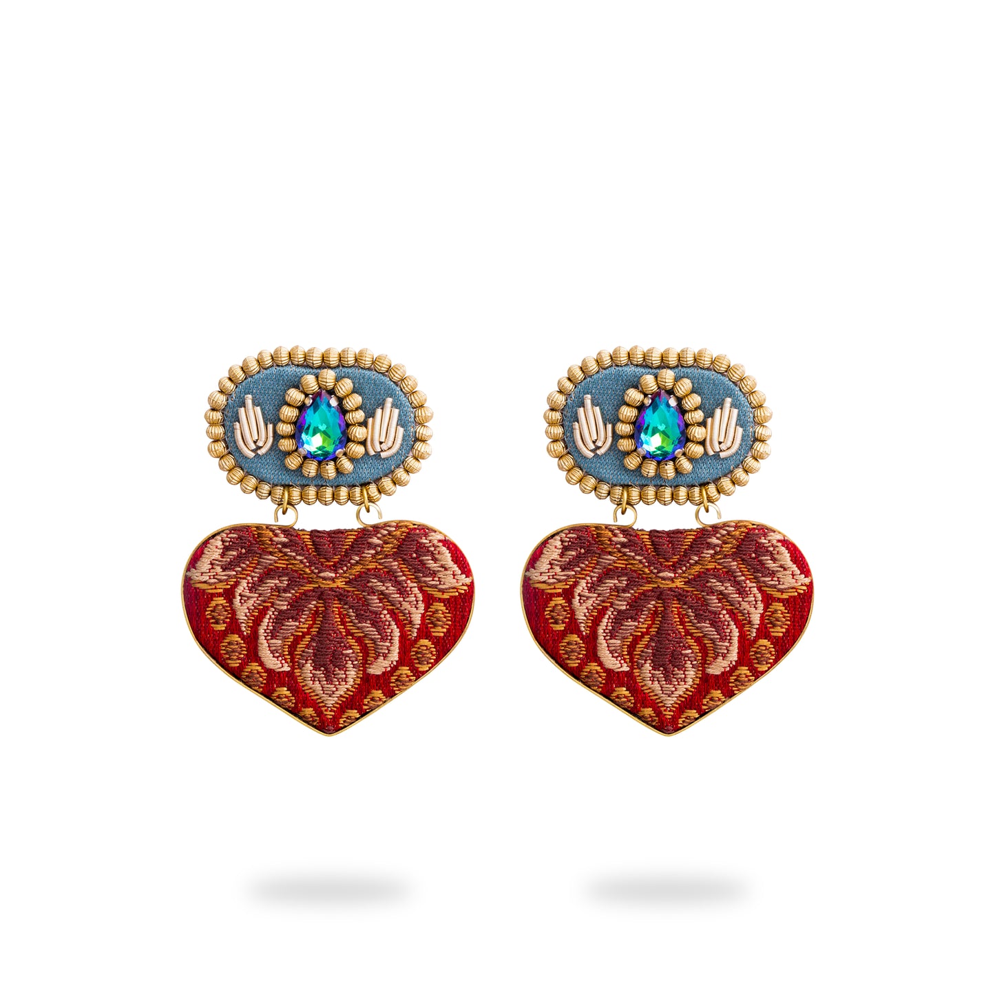 Heart Earrings - Blue & Red
