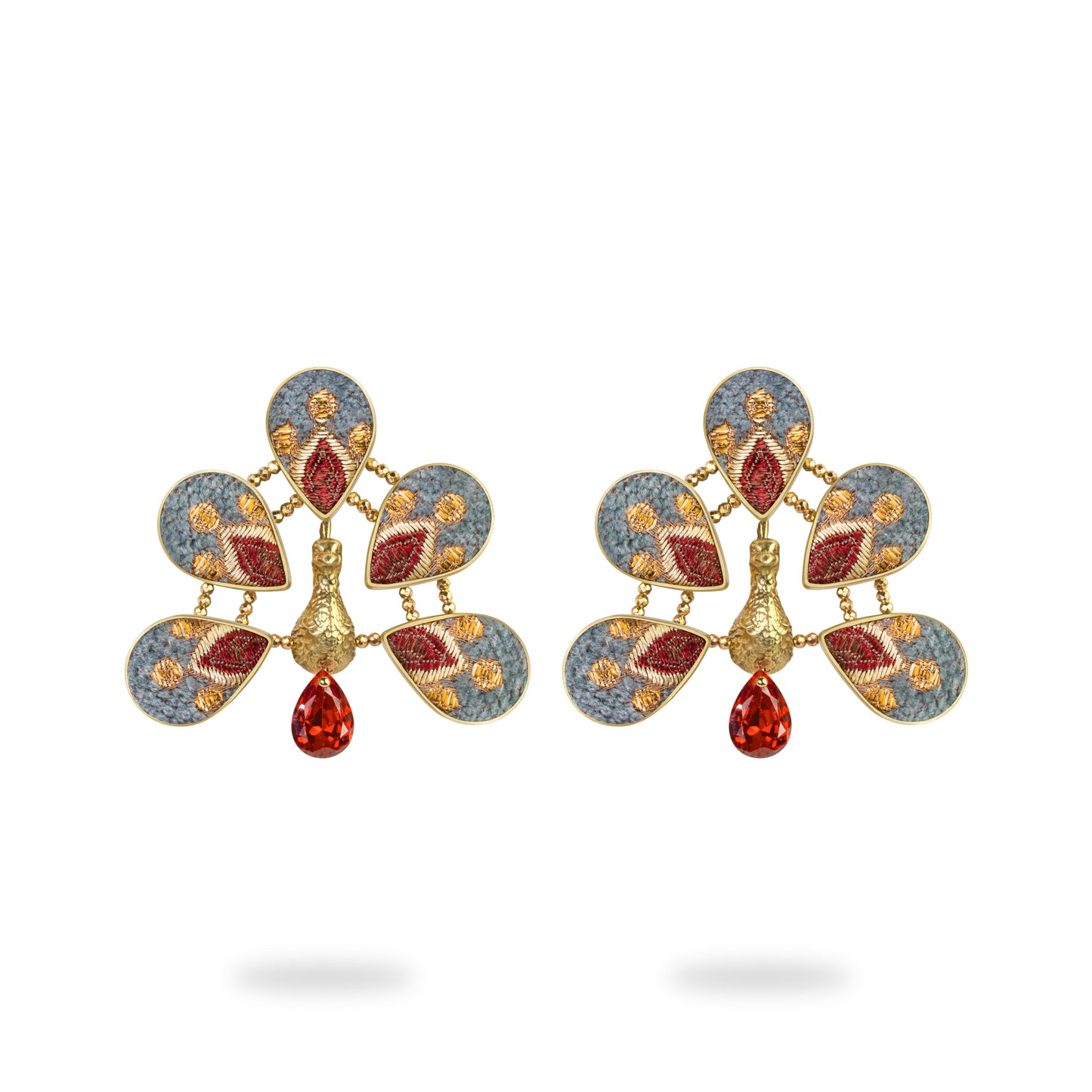 Feather Peacock Earrings - Turquoise