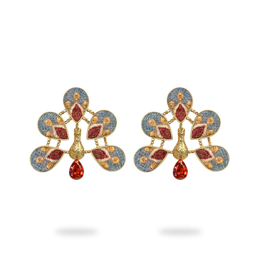 Feather Peacock Earrings - Turquoise