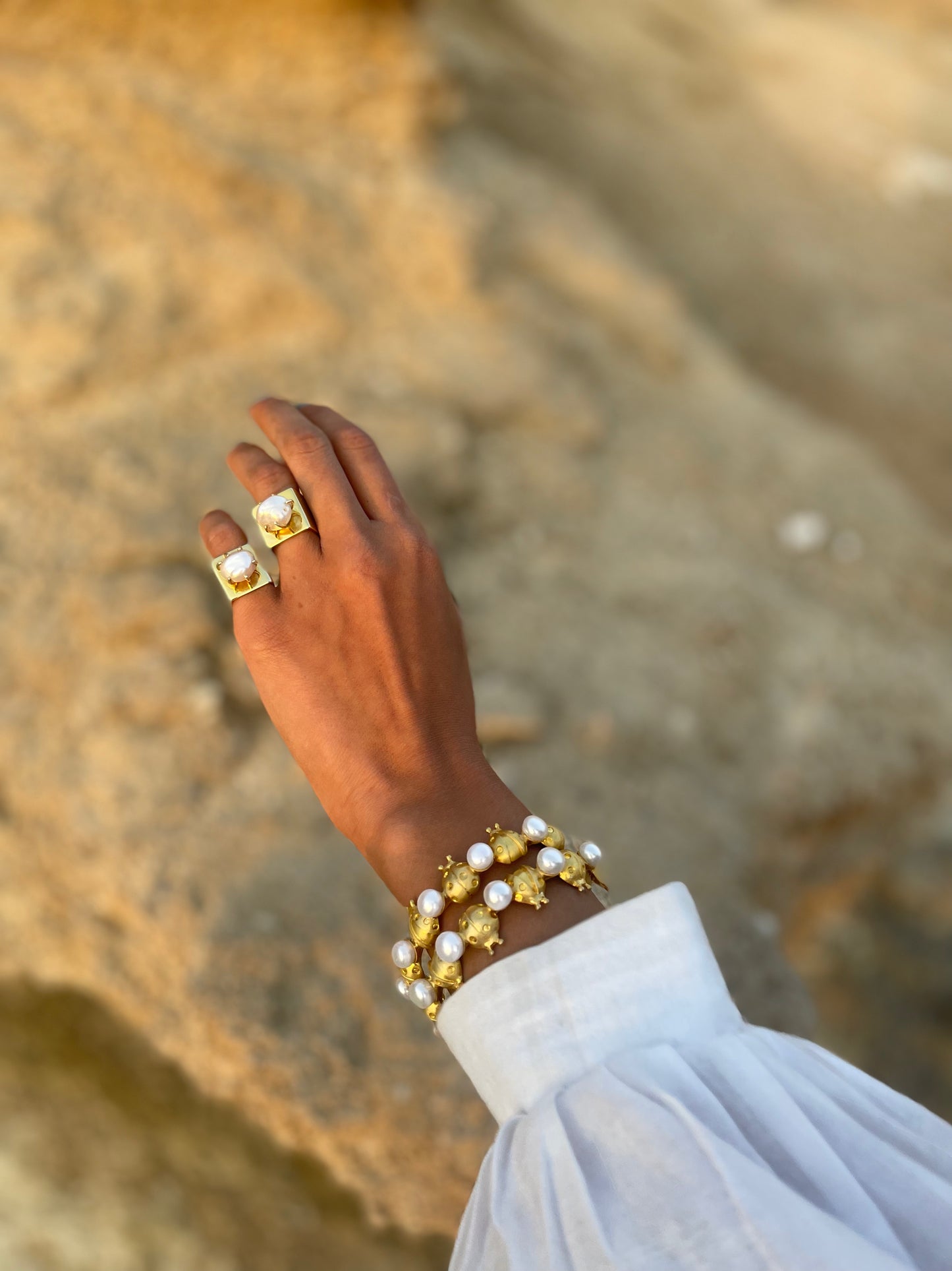 Ladybug Pearl Bangle