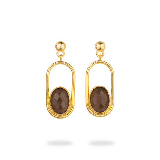 Smoky Quartz Oval Earrings