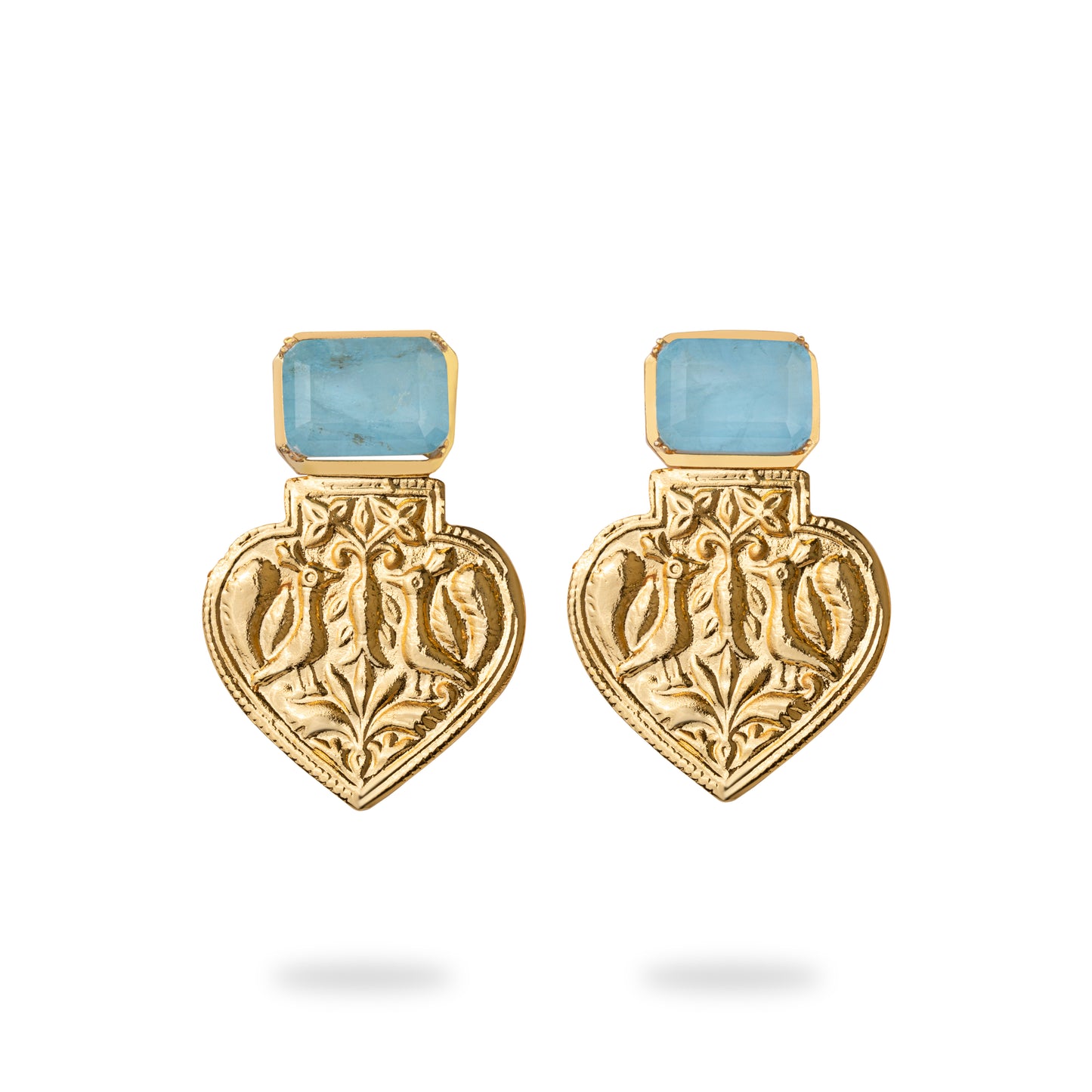 Aqua Heart Earrings