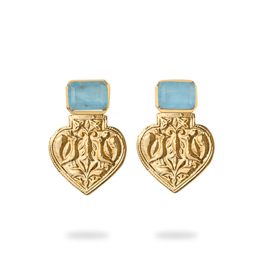 Aqua Heart Earrings