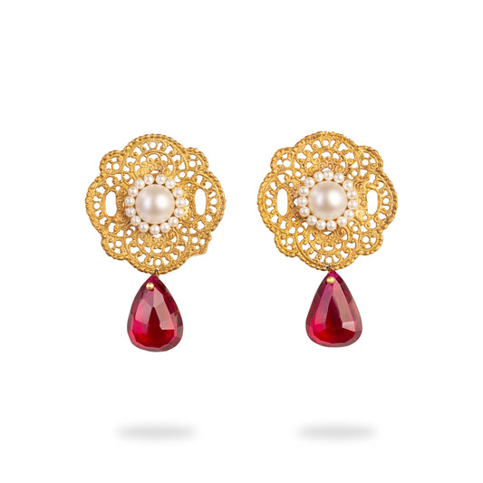 Ruby Pearl Earrings
