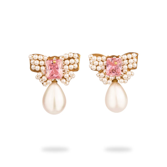 Pink Bow Earrings