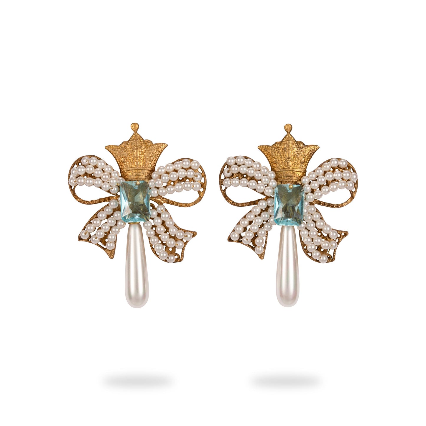 Aqua Crown Earrings